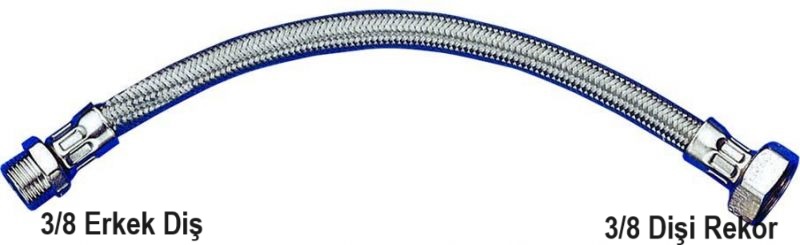 40 Cm 3/8 3/8 Nipelli Flex Bağlantı Hortumu 